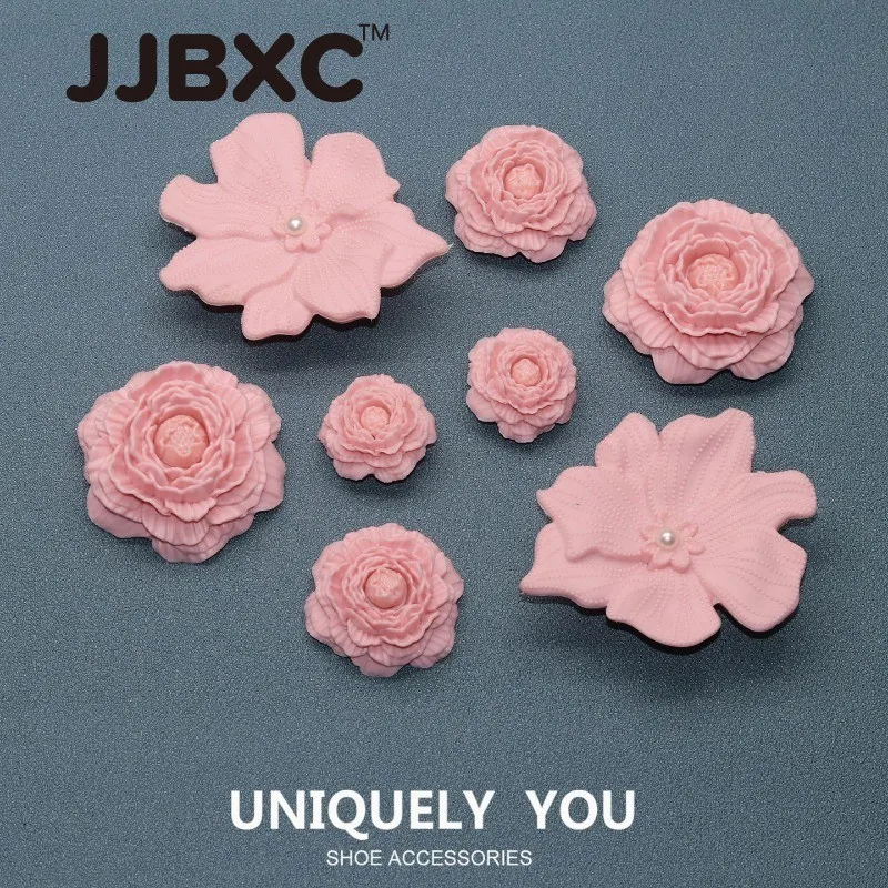 JJBXC CHARM Shoe Buckle cross Shoe Accessories Three-Dimensional Camellia Set DIY Fashion Shoes Accessories