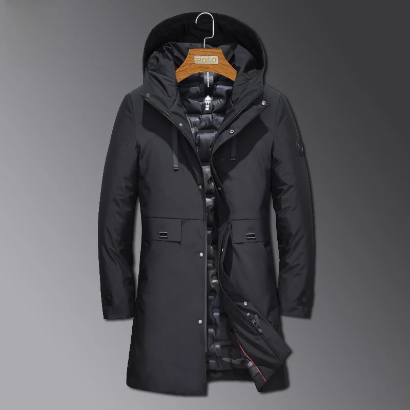 

Classic Men's Faionable Mid-Length down Jaet Warm Color Winter New Sle Hat Inteated Paul Sli Outerwear