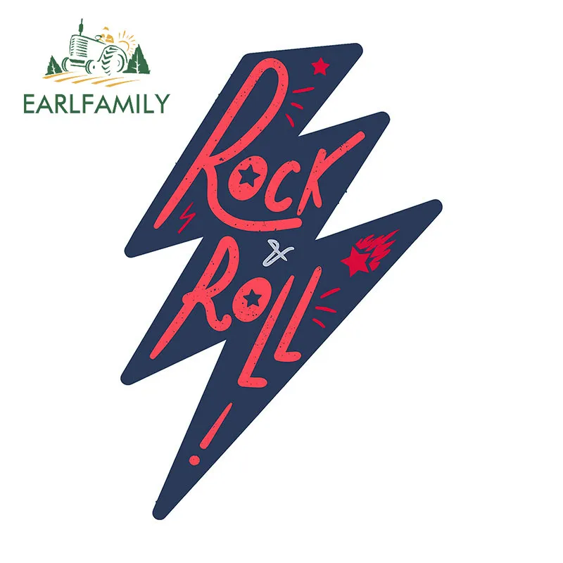 EARLFAMILY Rock Roll Lettering Car Sticker Motorcycle Laptop Suitcase Scooter Vinyl Waterproof Decal Scratch-Proof Car Label