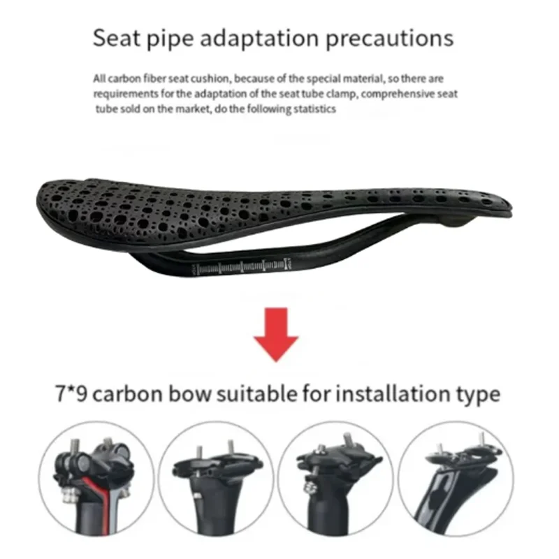 2026 Neuer Stil 6-Farben Ultra-Leichter Stoßdämpfender Atmungsaktiver 3D-Druck Carbon-Sattel für Rennrad- und Mountainbike-Fahren – Detail 4