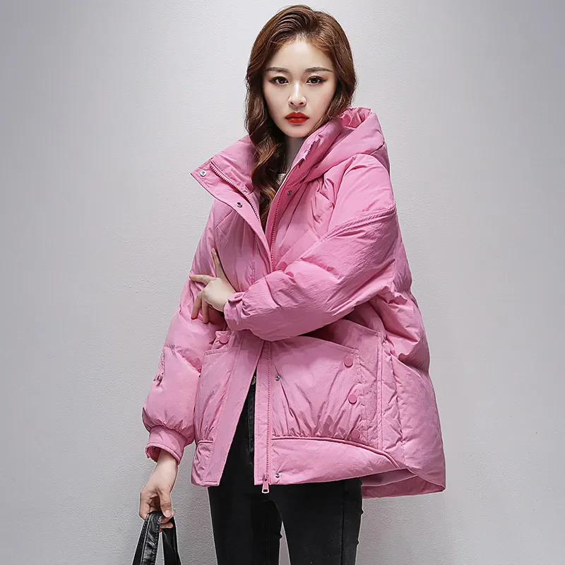 Winter Hooded Parker Female Loose Down Jacket Women 2024 Knitting Patchwork Warm Coat Women Cotton Padded Jacket Outerwear