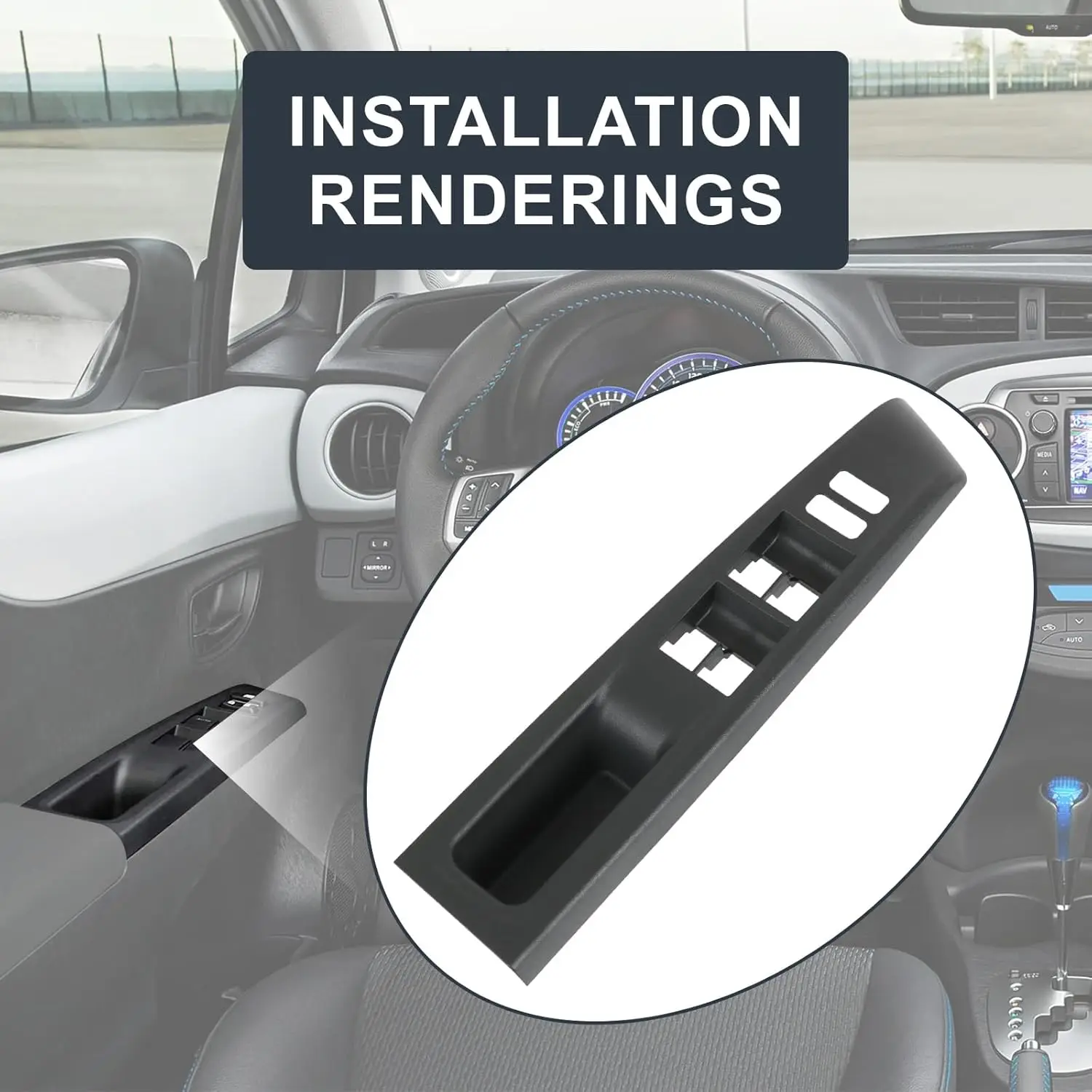 Front Driver Left Window Switch Panel Bezel Trim for Toyota Yaris 2012-2014 L/LE/SE 2/4 Door Replace 74232-52550-C0 ABS
