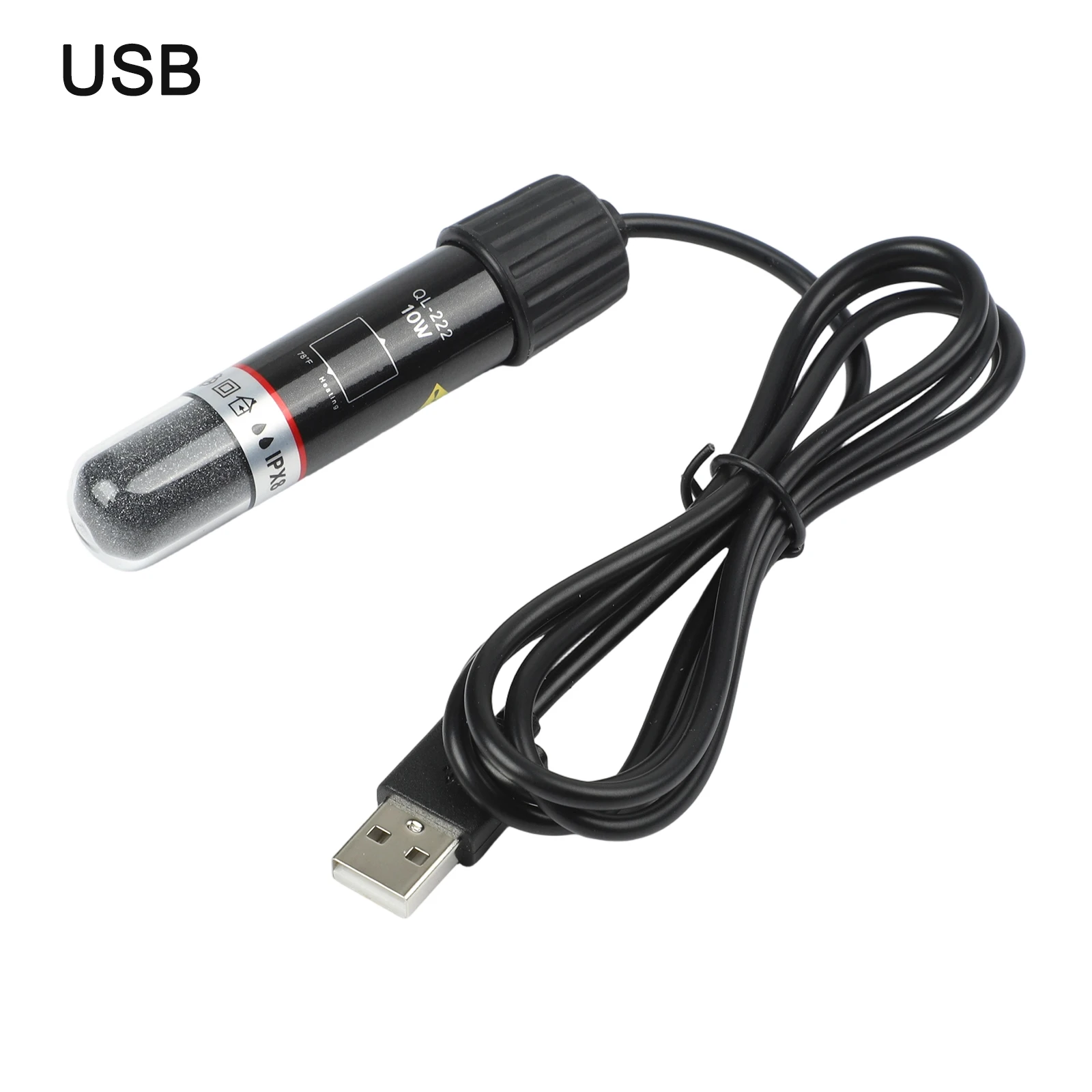 10W USB Powered Aquarium Heater 5V 2A Automatic Thermostat 26C Constant Temperature Quartz Tube Black For Fish Tank Turtle Bowl
