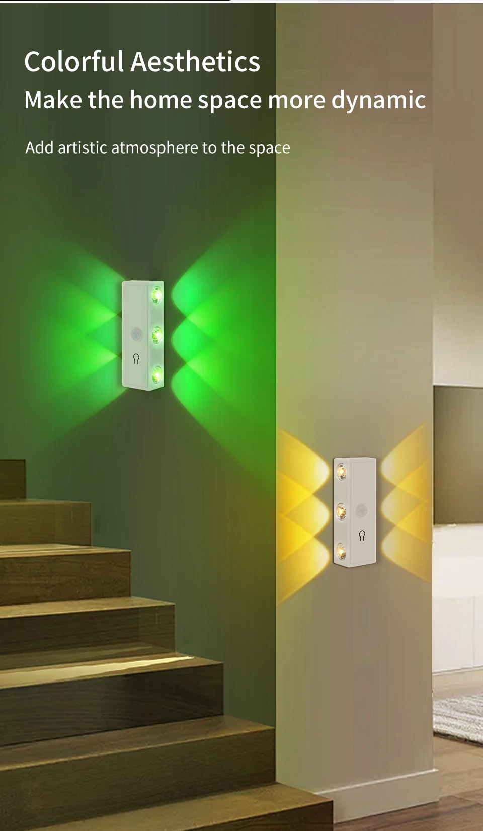 3 Colors or RGB Motion Sensor Wall Light LED Night Light USB Rechargeable Magnetic Wall Lamp Touch Dimming Bedside Stair Light