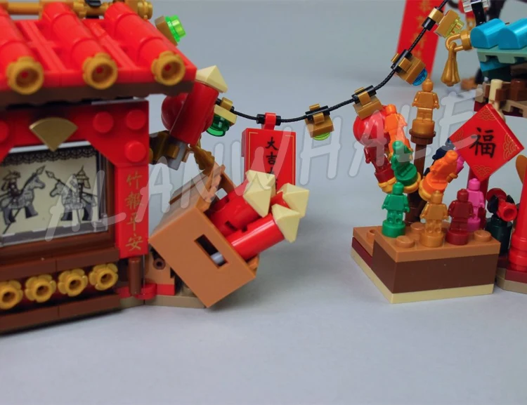 2109 قطعة المهرجانات الصينية السنة الجديدة معبد معرض الظل مسرح الأكشاك فو الألعاب النارية SY1476 بناء الالعاب العملاقة متوافق مع النموذج #4