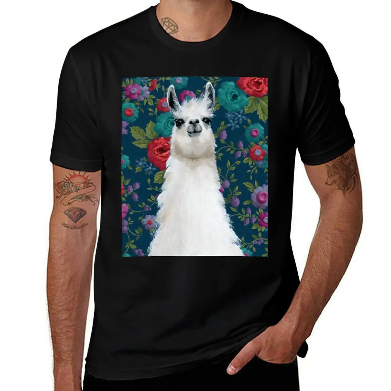 Garden Llama T-Shirt Festive Simple T-Shirt