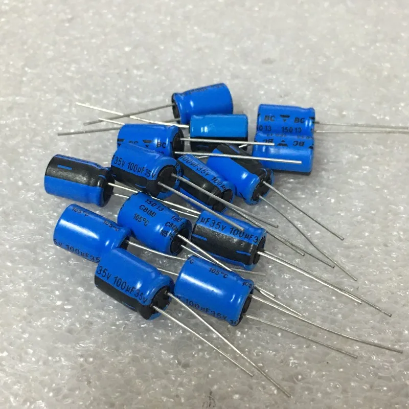 

10 шт./лот, новый аудиоэлектролитический конденсатор серии BC 150, 35 В, 100 мкФ