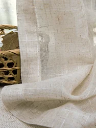 Natural Linen Curtains Linen Textured Drapes Privacy Light Filtering Burlap Window Curtains for Bedroom Living Room