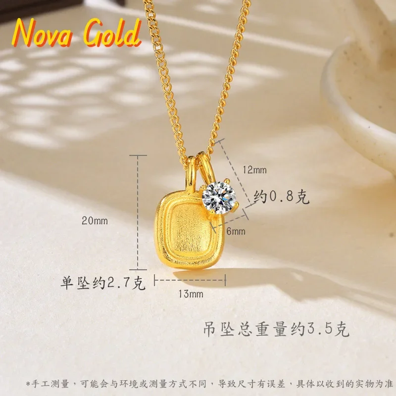 

NovaGlod Xiaohongshu's new 24K real gold brushed sugar cube for women 9999 light luxury exquisite niche design clavicle chain je