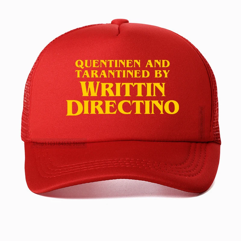 Quentinen And Tarantined By Writtin Directino Funny printing hat Hot Summer Mesh Trucker Caps outdoors Breathable Baseball cap