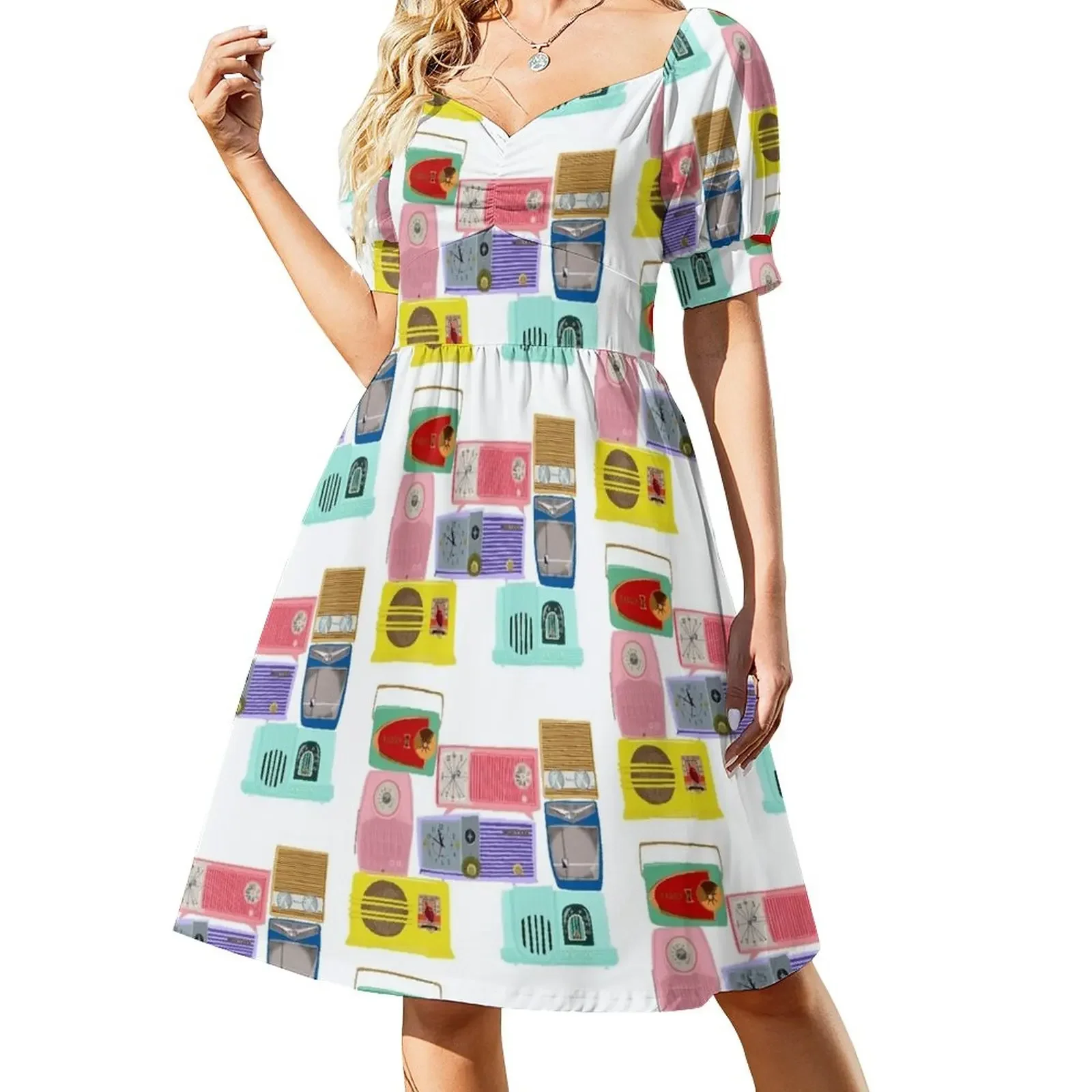 Vintage Radio Love Short-Sleeved Dress summer women's dress 2025 Woman dresses