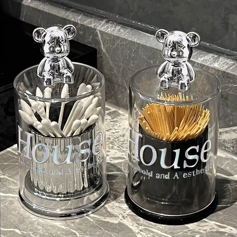 Creative Bear Toothpick Box Cotton Swab Storage Box Toothpick Holder Container Toothpick Dispenser Kitchen Storage Gadgets