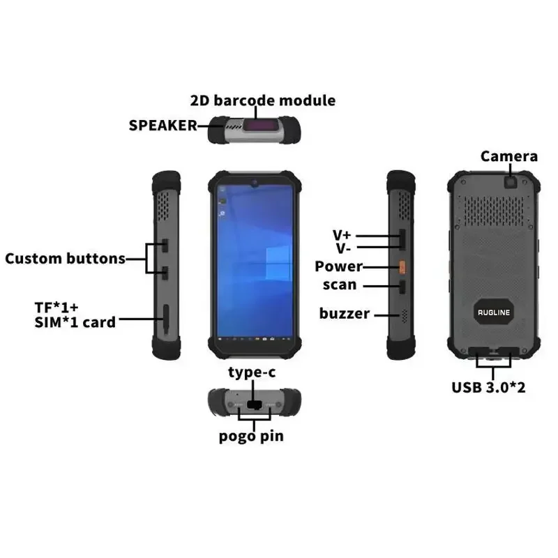 Imagem -04 - Mini Rugged Handheld Barcode Scanner Windows 11 os 4g Lte Wi-fi Bluetooth 8g Ram 256gb Intel N100 Terminal Pda