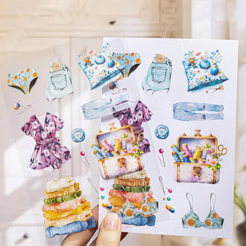 

20 Sheets Wardrobe Outfit Stickers for Girls, various dresses DIY Handmade Album Scrapbooking Decorative Paper Supplies