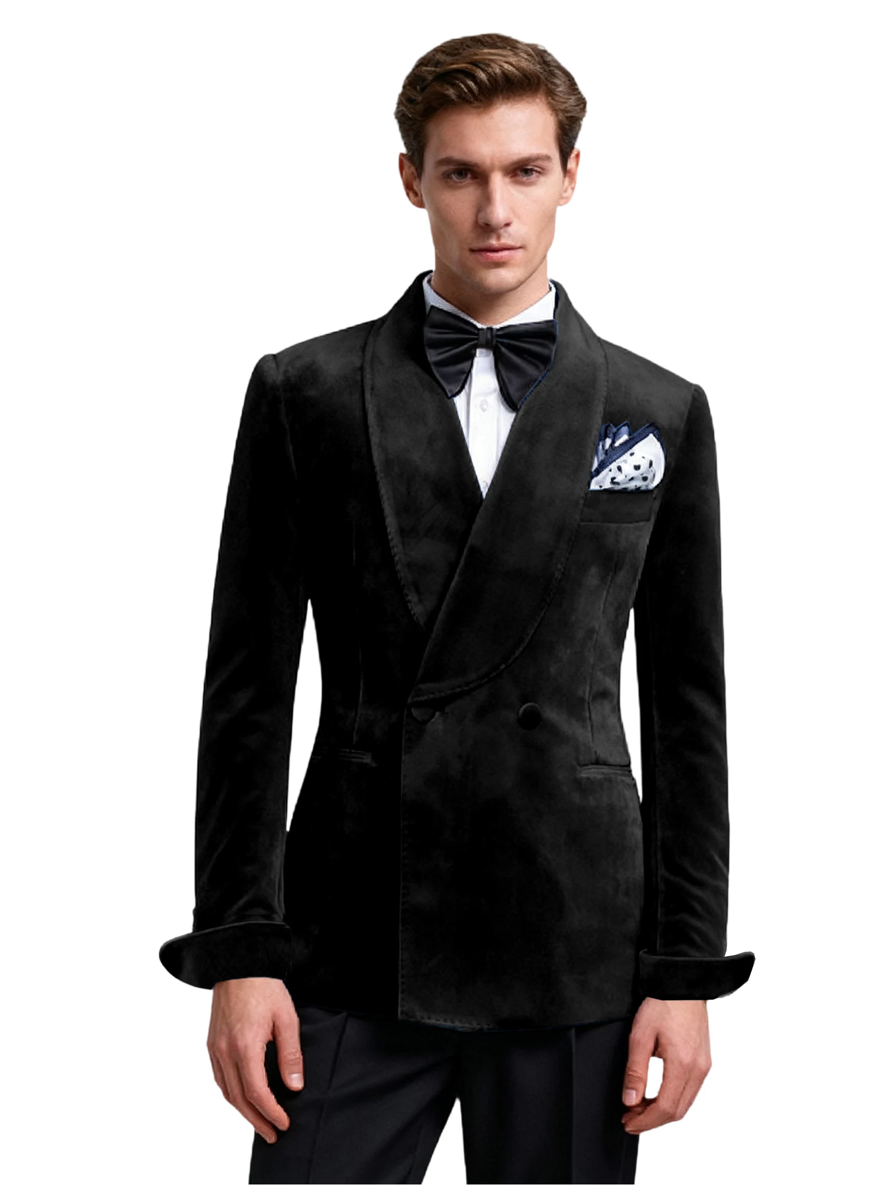 

Elegant Men Suits Fashion Double-Breasted 2 Piece Slim Fit Sets Balzer Pants Business Office Formal Jacket Trousers Men's Tuxedo