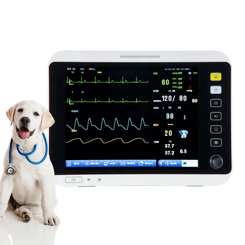 High Quality OEM ODM Vet  Multiparameter  Monitor Vital Signs Monitors With Co2  Capnograph NIBP TEMP Function Veterinary Clinic