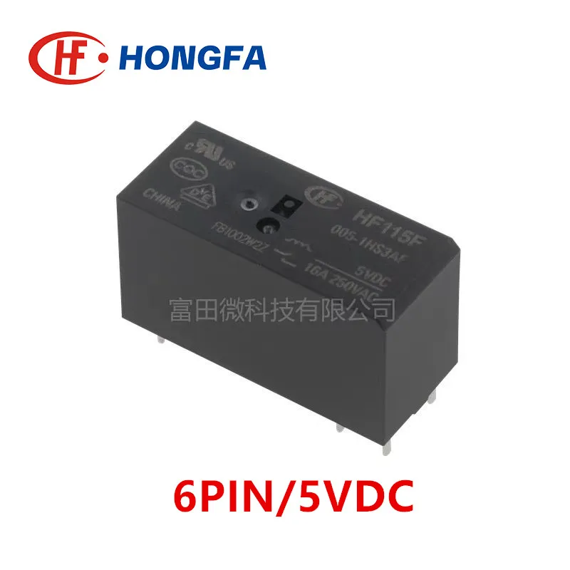 1Pcs HONGFA Relay JQX HF115F-005-1HS3AF HF115F-012-1HS3AF HF115F-024-1HS3AF 1HS3A 6Pin 16A 5V 12V 24V Power Relay