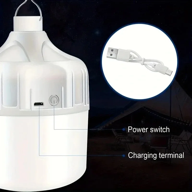 Bombilla Led recargable por Usb, bombilla portátil para acampar, iluminación de emergencia, linterna, luces para pícnic al aire libre, tienda colgante, luz estadounidense