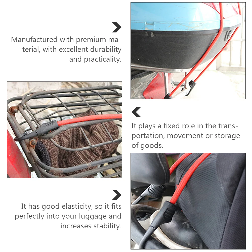 

3pcs Elastic Bungee Cords Heavy Duty Binding Straps Hooks Sturdy Tensioner Belts Durable Load Securing Rope Bikes Motorcycles