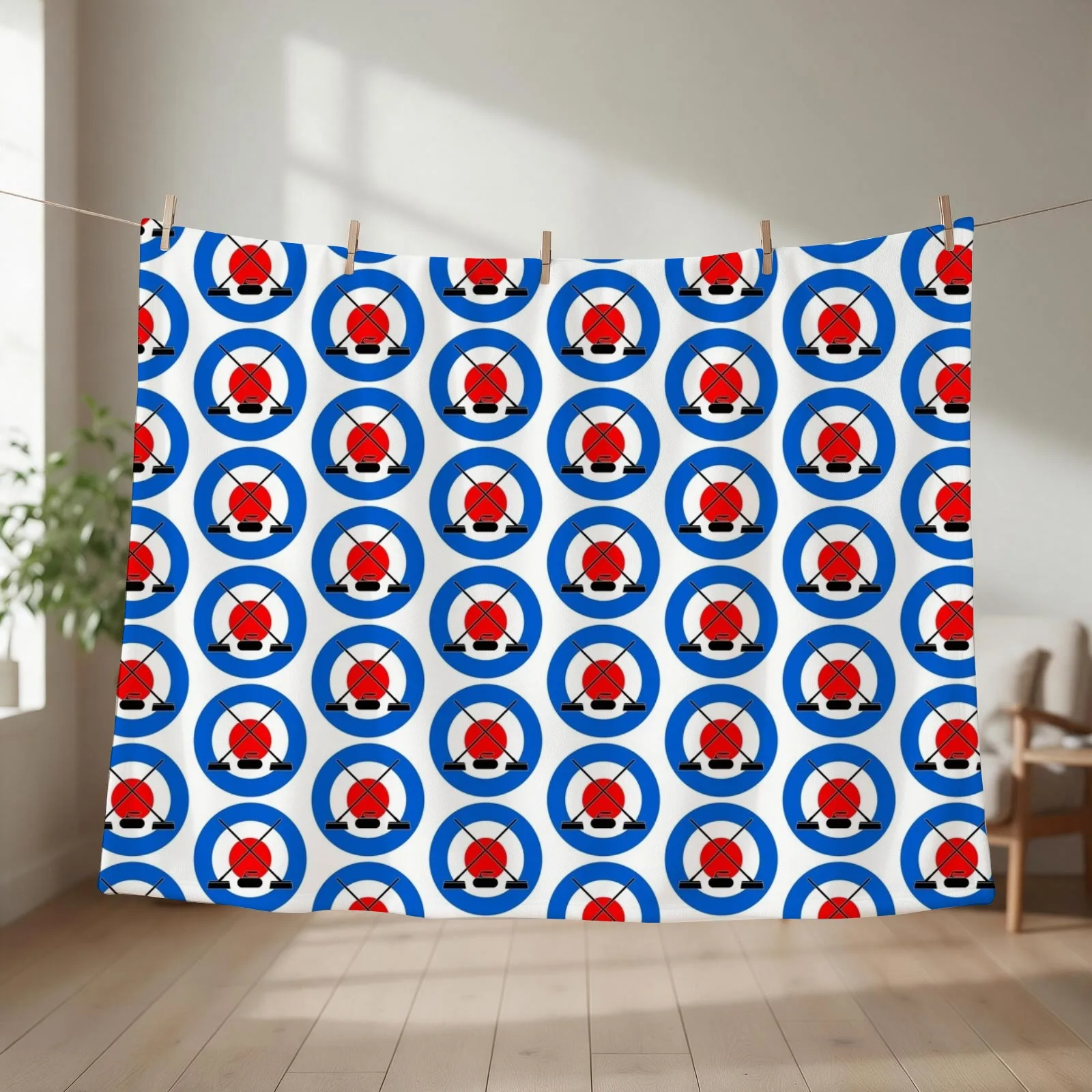 curling icons Throw Blanket couch cozy soft plush fuzzy picnic outdoor blanket