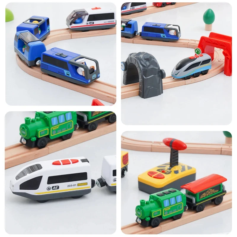 

12 Style Train Wooden Railway Toy Magnetic Electric Train Car Locomotive Toys DIY Fit Wooden Rail Track Birthday Christmas Gift