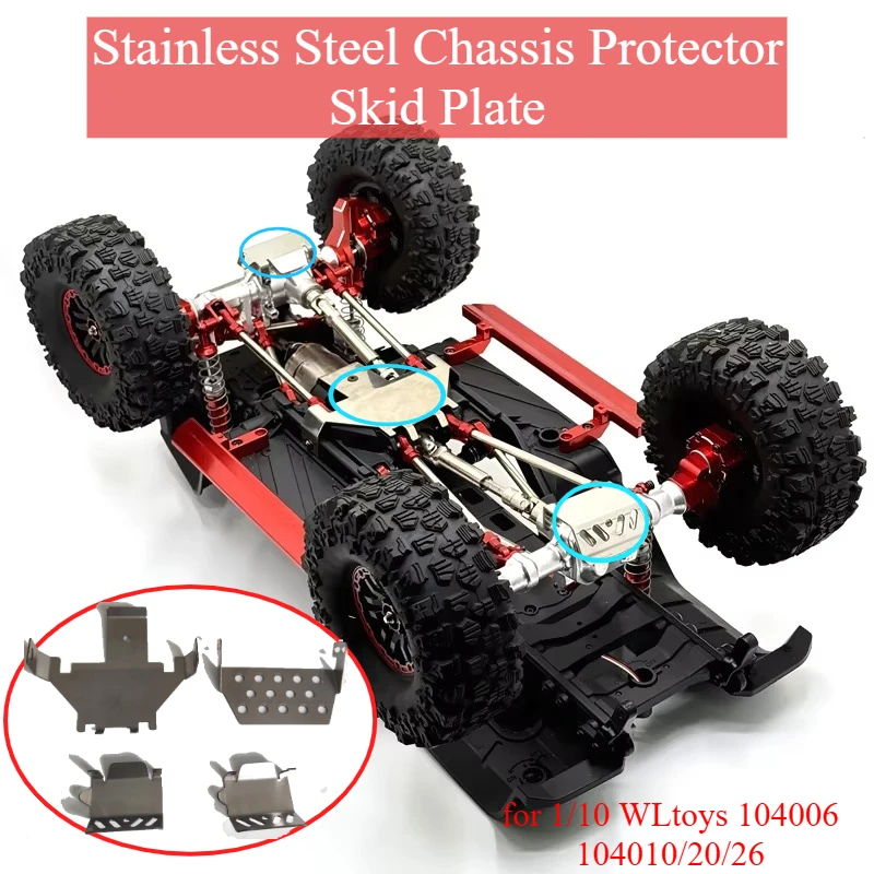 Stainless Steel Chassis Protector Skid Plate Custom Size Upgrade Parts for 1/10 WLtoys 104006 104010/20/26 RC Car Accessories