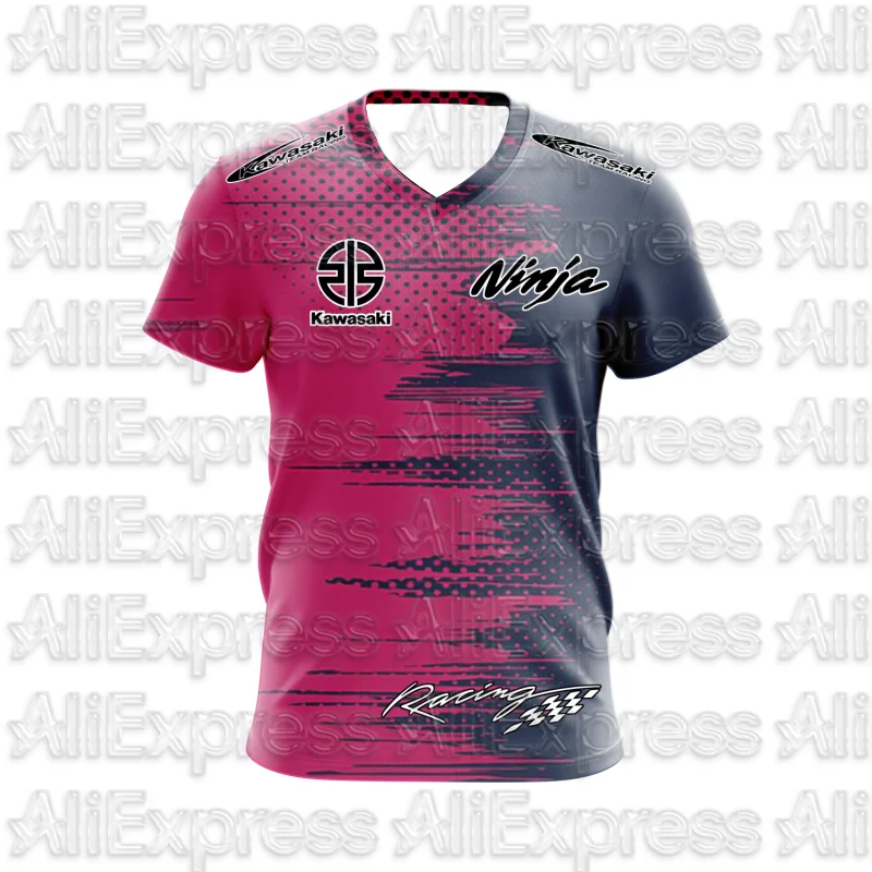 

MOTO 2025 Summer New Men's Motorcycle T-shirt Kawasaki Logo 3D Printed Casual Short Sleeve Breathable T-shirt Fashionable Trend