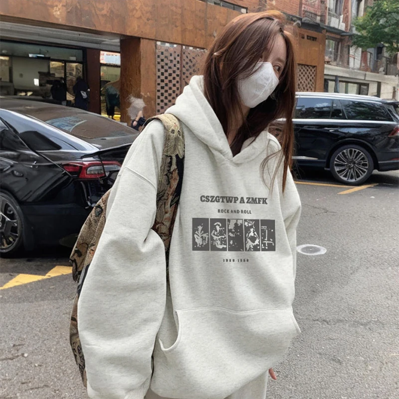 

Флисовая женская толстовка с капюшоном большого размера, зимняя уличная пуловер с буквенным принтом, модная шикарная женская одежда