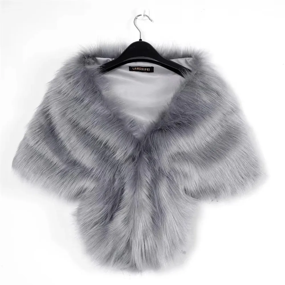 

Luxury Collar Warmer Faux Fur Shawl Warmth Windproof Elegant Stole Neck Scarves Women's Winter