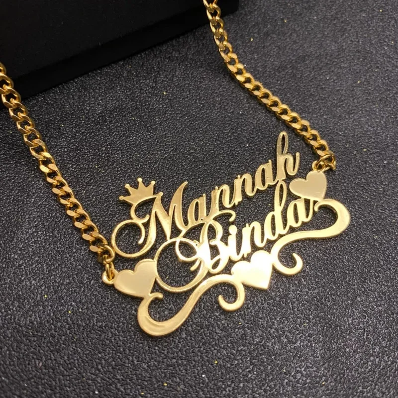 Trendy Custom Name Necklace For Women Curb Chain Stainless Steel Pendant Choker One or More Name Jewelry Wholesale Dropshipping