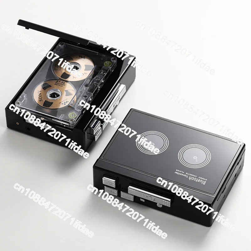 Black Retro Stereo Cassette Player  Walkman Cassette Tape Music Audio Auto Reverse With Bluetooth