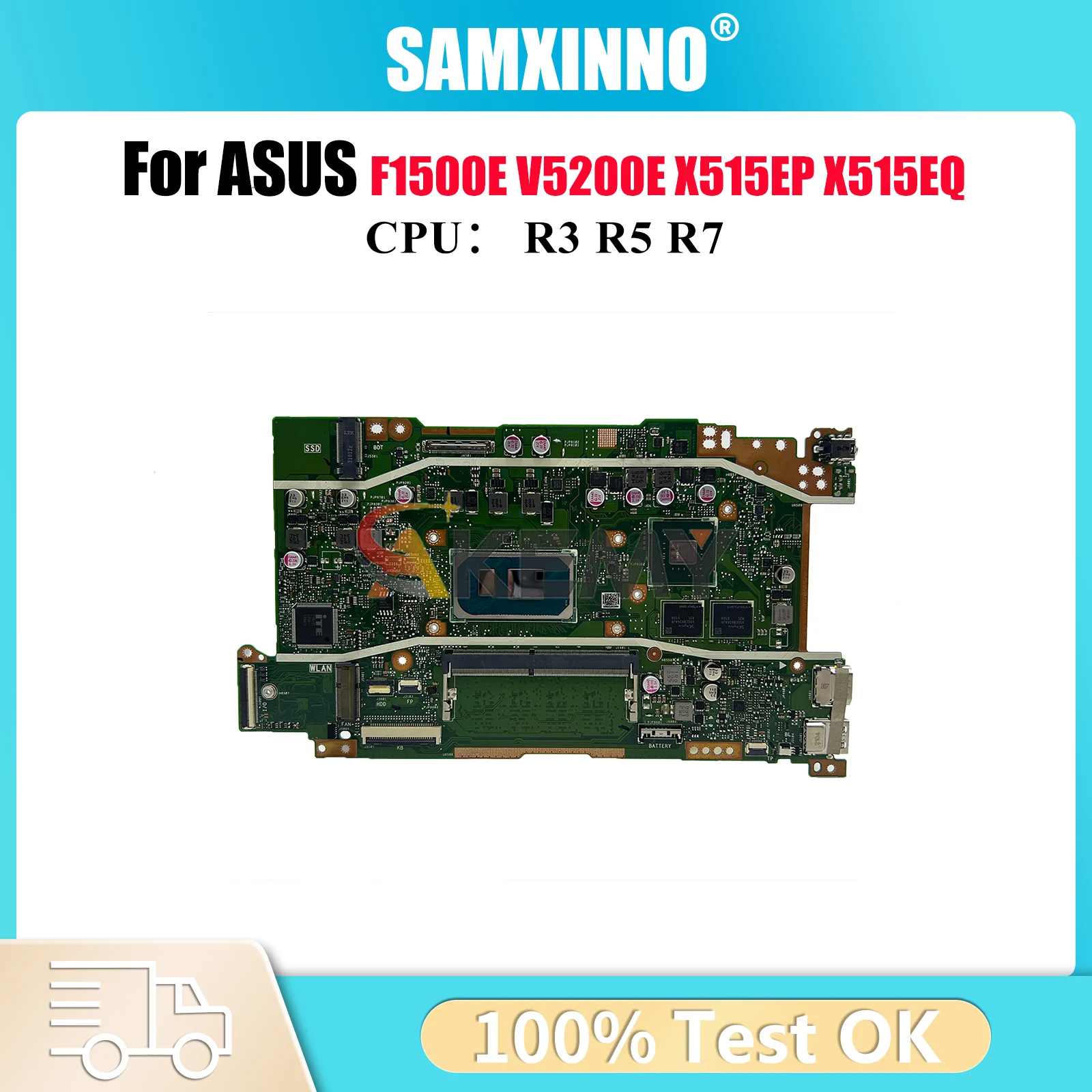

X415EP Материнская плата для ноутбука ASUS VivoBook V5200E V4200E X515EQ F1500E X415E F1400E X515EP Материнская плата с процессором R3 R5 R7 OK tests