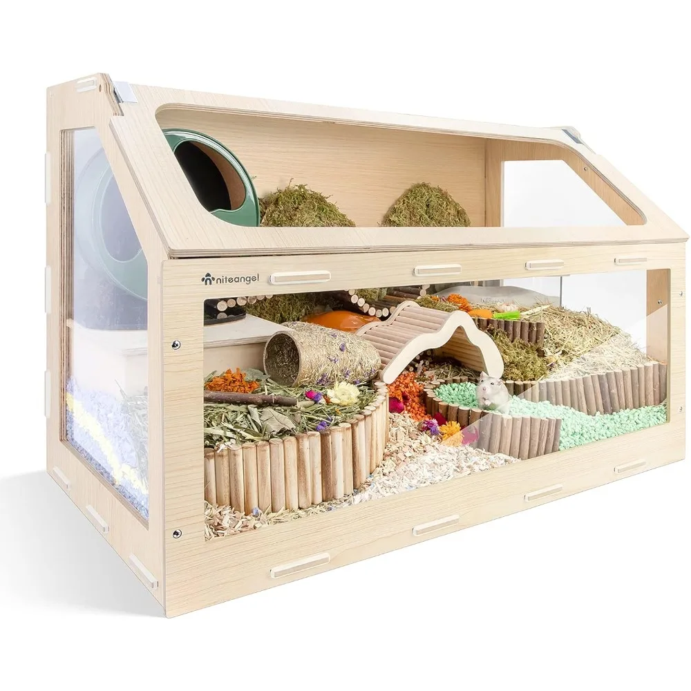 

Vista Hamster Cage W/Oblique Opening Cage Door - MDF Aspen Small Animal Cage for Syrian Dwarf Hamsters Degus Mice