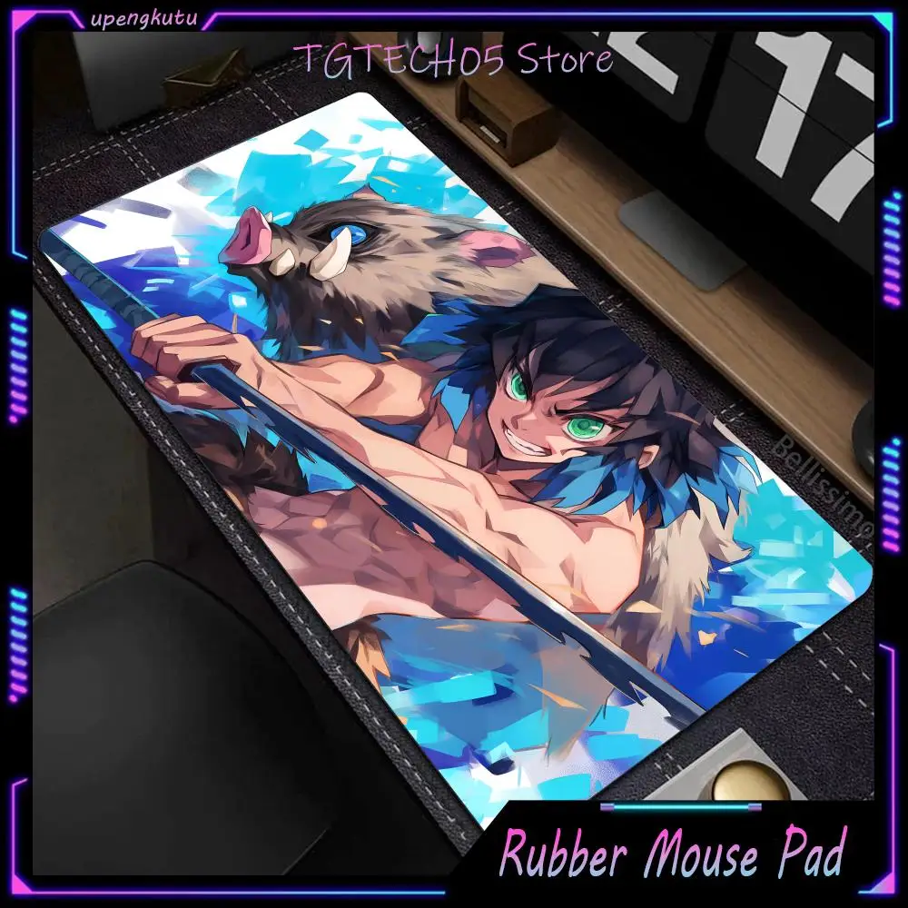 Large Mouse Pad Hashibira Inosuke  Pc Gaming Accessories Demon Slayer Deskmat Non-slip Mat Mousepad Mats Keyboard Cabinet Pads