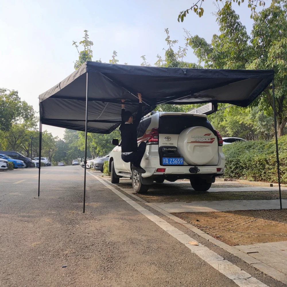 2M Car Awning,Vehicle Side 270 Degrees 4X4 Free Standing Legless Hard Shell 270 Degree Car Awning