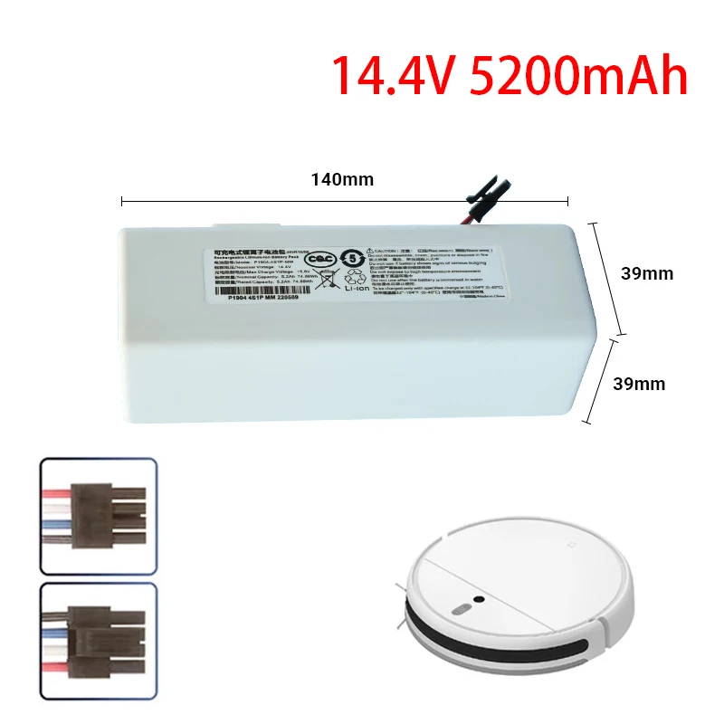 

14.4V 5200mAh Lithium Ion Battery,For Xiaomi Mijia Robot Vacuum Cleaner 1C Vacuum Mop Cleaner Rechargeable Replace Battery