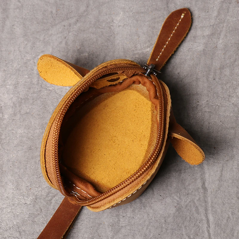 جلد طبيعي محفظة نسائية للعملات المعدنية الإبداعية لطيف ماوس حقيبة التخزين الاتجاه سستة جيب الرجال النساء المحمولة محافظ حقائب مفاتيح الأطفال #6