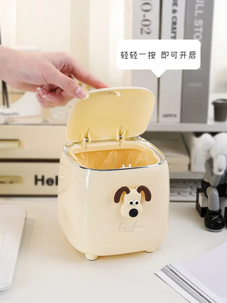 DIY Countertop Trash Can Small Mini Cute Home Living Room Dining Room Luxurious High-value Push Type Waste Bins and Accessories