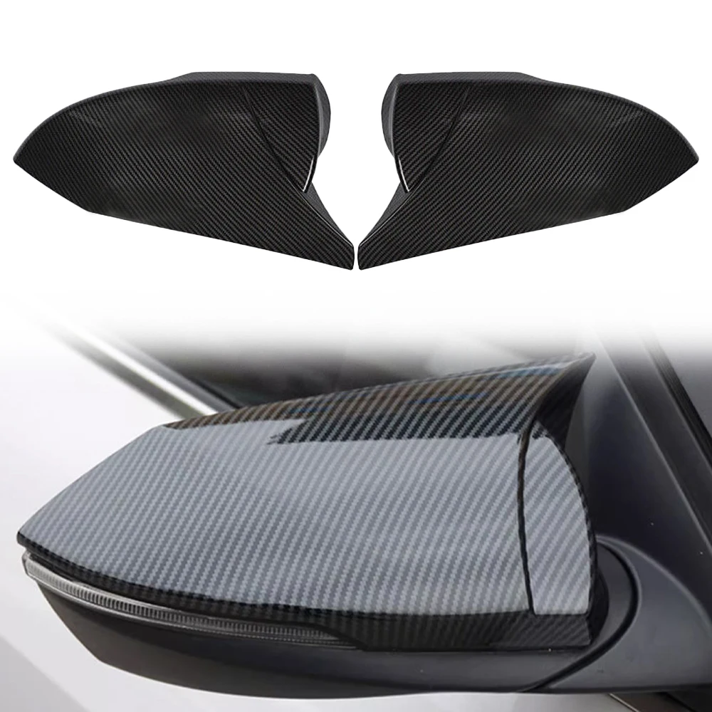 

2Pcs OX Horn Side Rear View Mirror Cover Carbon Fiber Glossy Black Side Wing Mirror Cap Cover For Hyundai Elantra 2021-2022