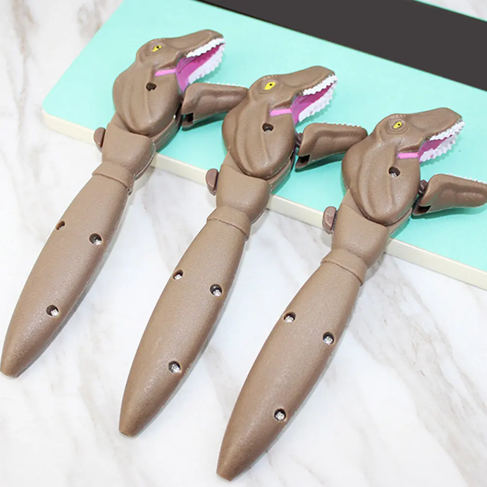 2Pcs Unique Dinosaur Mouth Ballpoint Pens 3-Color Convenient Writing Pens Lightweight Portable Gift Pen Daily Stationery Supply