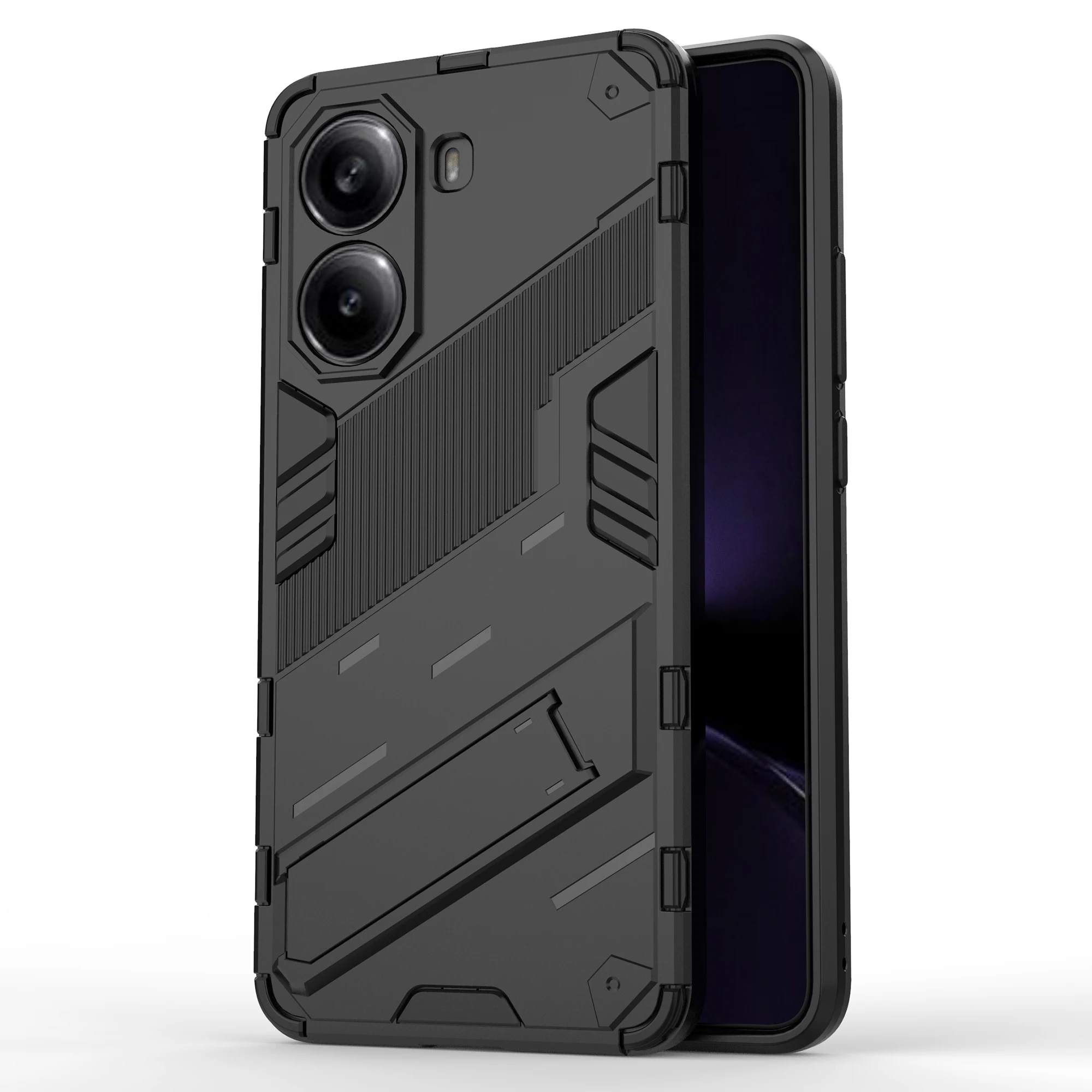 

For Xiaomi Poco X7 Pro 5G / Redmi Turbo 4 5G Case PC + TPU Shockproof Phone Cover with Kickstand - Black