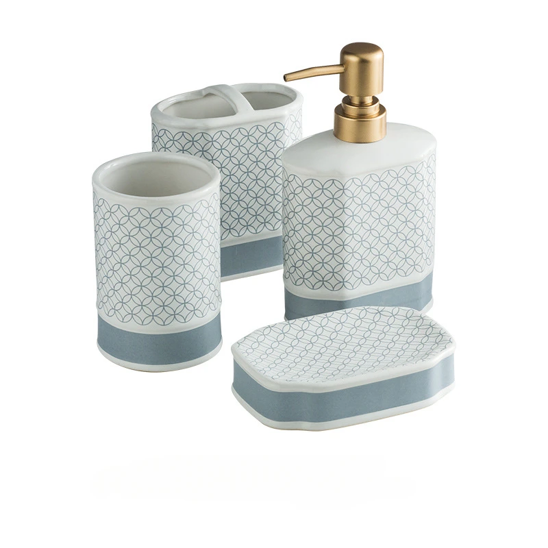 1pc Ceramic Bathroom Four Piece Set Home Wash Set Sample Room Hotel Supplies Shower Gel Bottle Wedding Gift Toothbrush Holder