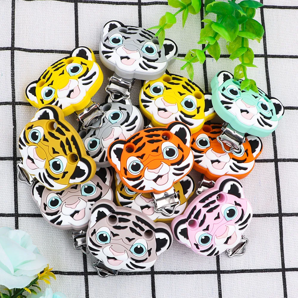 1-10pcs New Tiger Silicone Beads Teether Pacifier Clips Food Grade Bead For Jewelry Making Bulk DIY Pacifier Chain Accessories