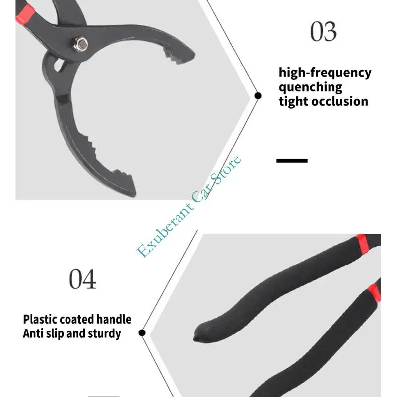 Oil Change Filter Pliers Set, 2 Piece Curved Serrated Grip Wrench With Rubber Grip Handles and Two Length Design for Car 3