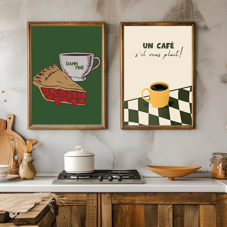 Modern Trendy Espresso Good Morning Coffee Kitchen Food Abstract Illustration Poster Canvas Painting Wall Art Picture Home Decor