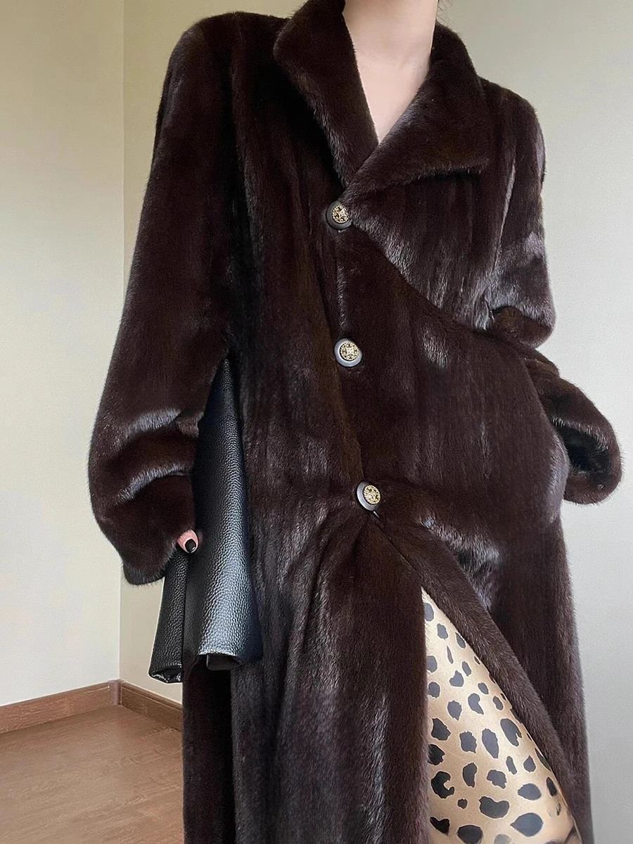 

Lautaro Autumn Winter Long Thick Warm Soft Fluffy Faux Mink Fur Coat Women Elegant Luxury Designer Clothes Vintage Fur Overcoat