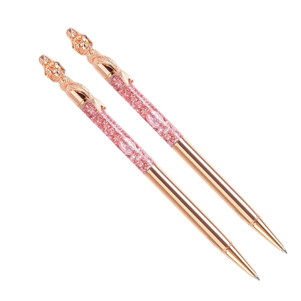 

2 шт., шариковые ручки в форме русалки розового золота, металлическая ручка с блестящими чернилами, креативный декор с жидким песком, элегантная ручка для подписи