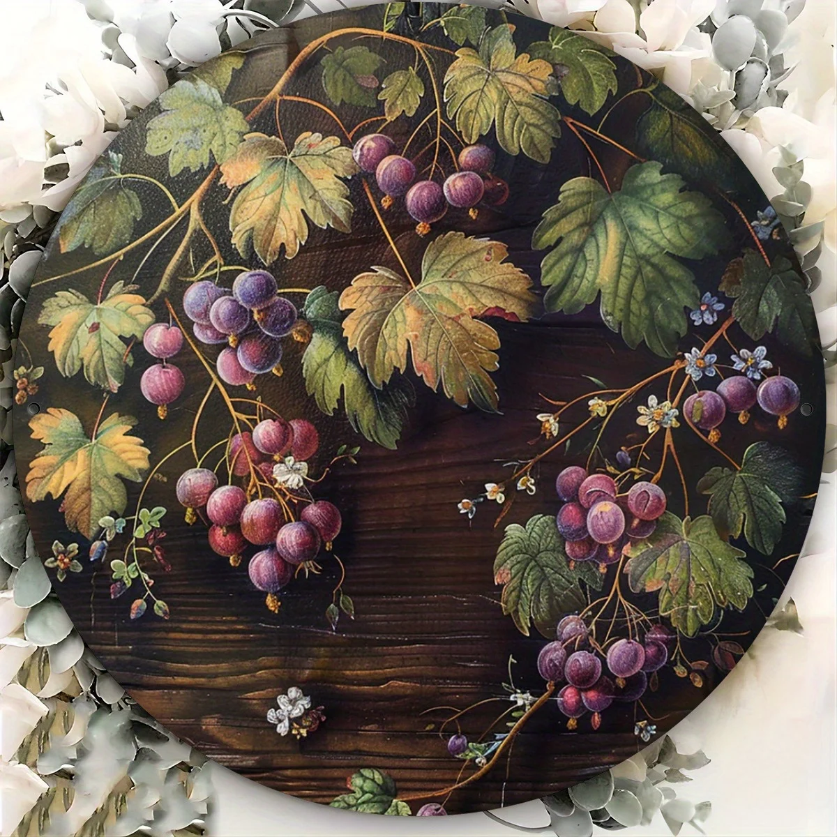 1pc Vintage Grapevine Metal Wall Art Sign - 20.32x20.32 cm Rustic Currant & Grape Vine Design, Durable Iron Indoor/Outdoor Decor