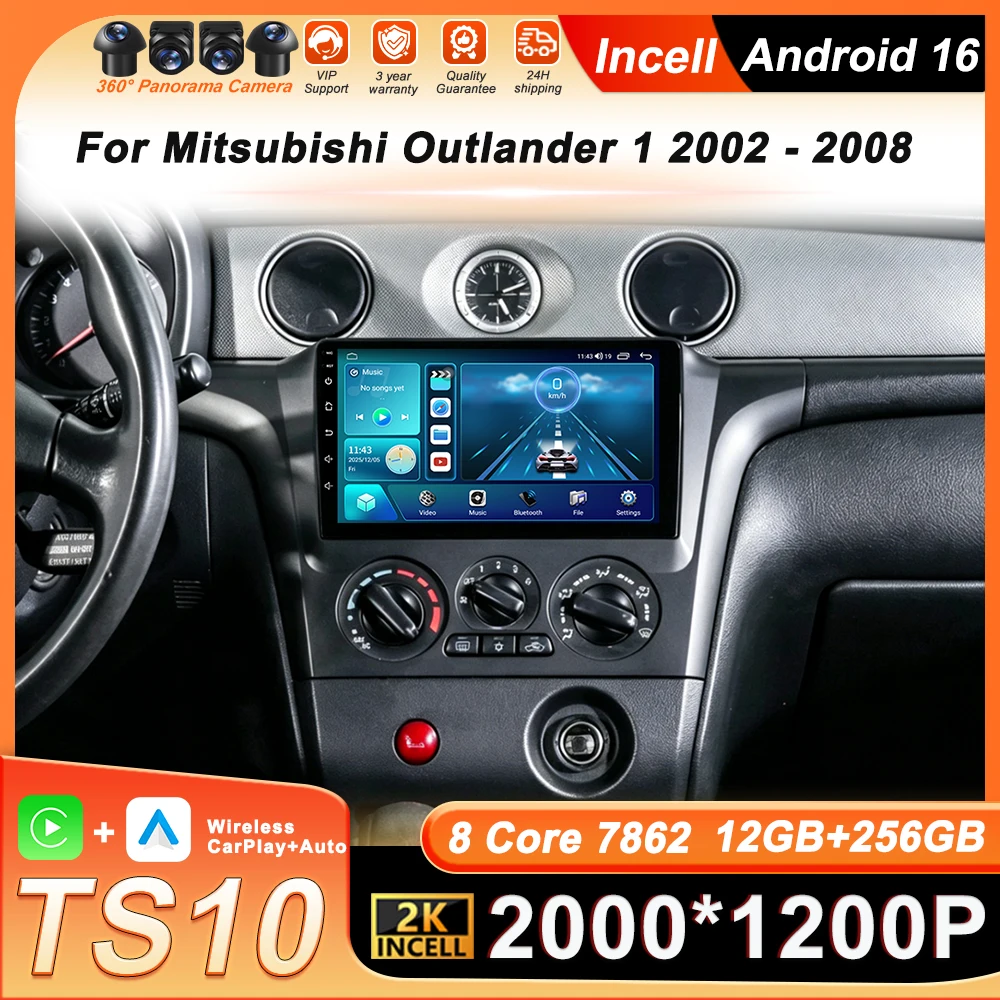 

Автомагнитола Android 16 для Mitsubishi Outlander 1 2002-2008 с GPS-навигацией, 4G, Wi-Fi, DSP, 8-ядерным процессором и Bluetooth