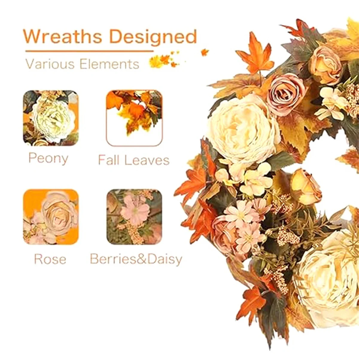 Thanksgiving Autumn Maple Leaf Wreath Decorative Pendant Home Autumn Artificial Flower Wall Wreath